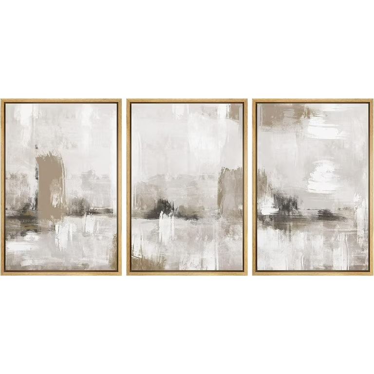 PixonSign Framed Canvas Print Wall Art Set Pastel Grunge Paint Stroke Collage Abstract Shapes Ill... | Walmart (US)