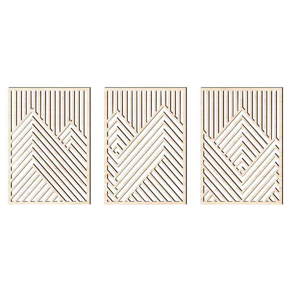 3pcs Mountains Wood Wall Art Wood Wall Hanging Mountain Hollowed Wood Panel for Wall | Walmart (US)