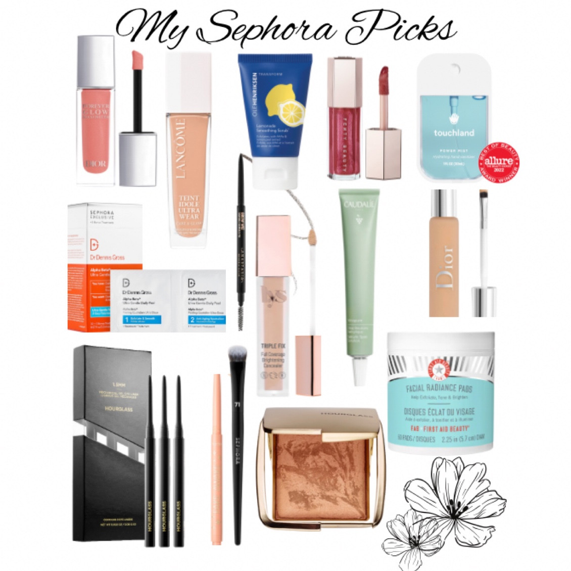 My tried and true and 2 newbies to try (Fenty gloss & Caudalie blemish corrector.  
*Anastasia Brow-Soft Brown
*Hourglass Bronzer-Luminous Bronze Light
*Dior Liquid Blush-purchased Rosy to try
.
#makeup #pamper #selfcare #concealer #glow #lip 

#LTKbeauty #LTKGiftGuide #LTKxSephora