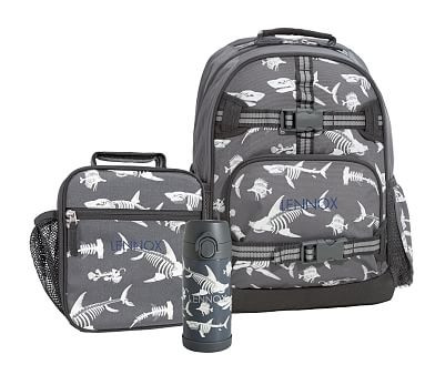 Mackenzie Gray Shark Bones Glow-in-the-Dark Backpack & Lunch Bundle, Set of 3 | Pottery Barn Kids