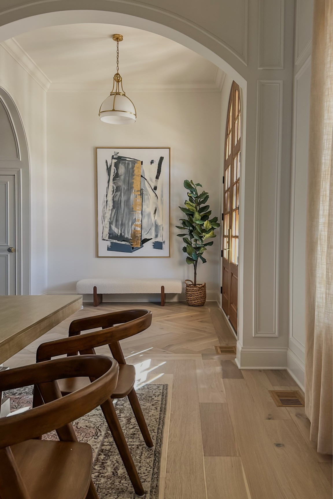 Entryway bench, entryway art, arch front door, foyer 

#LTKCyberWeek