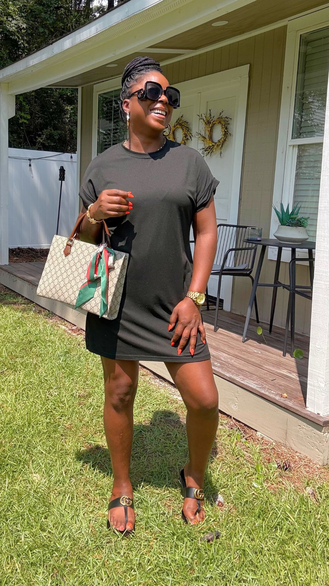 T-shirt dresses are sooo comfy and I love that it hides my imperfections.  Plus, it's so easy to style.  Just letting the accessories do the talking  

 #LTKOver40 #LTKSaleAlert #LTKStyleTip