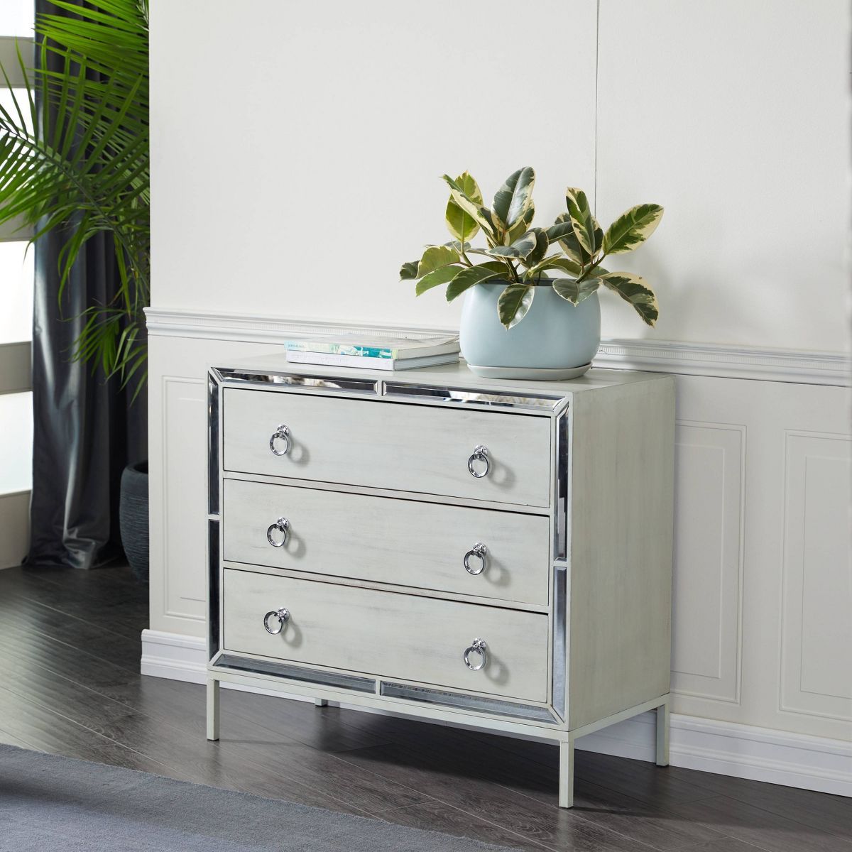 Glam Painted Wood and Mirror Chest White - Olivia & May | Target