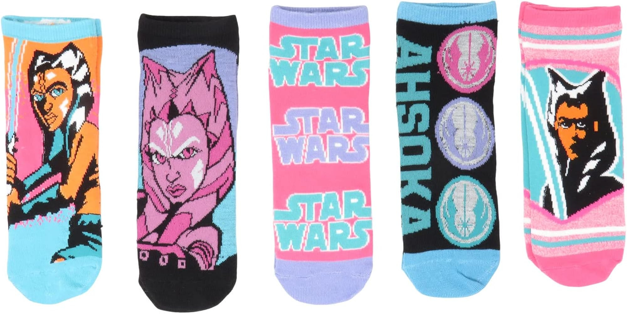 Star Wars Ahsoka Tano Clone Wars Pink Juniors/Womens 5 Pack Ankle Socks Shoe Size 4-10 | Amazon (US)