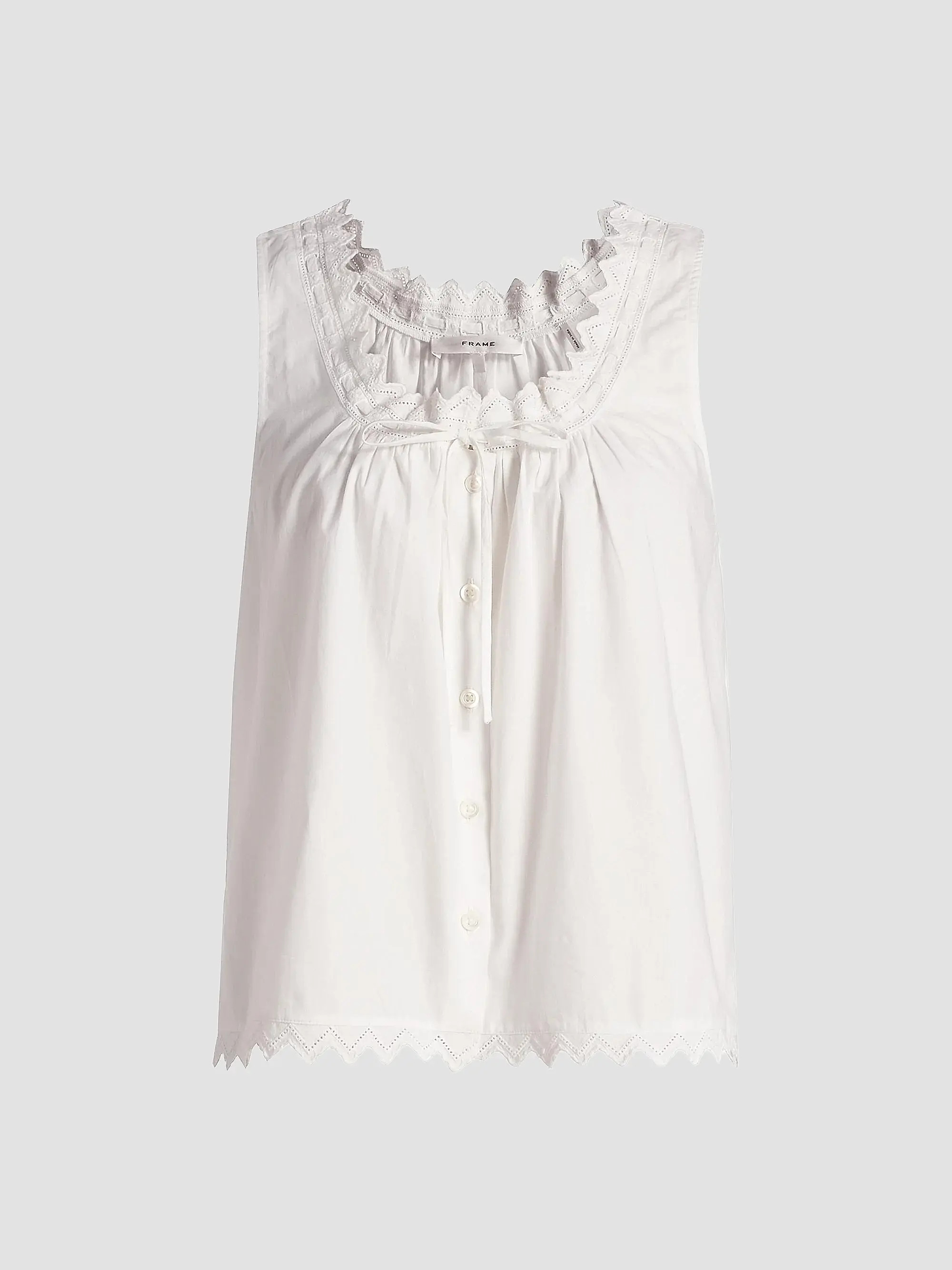 FRAME The Serene Eyelet Trim Cotton Tank | Saks Fifth Avenue | Saks Fifth Avenue