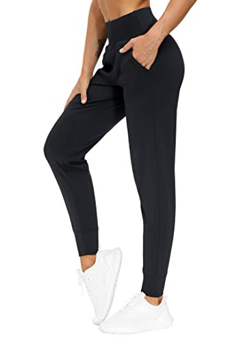 THE GYM PEOPLE Womens Joggers Pants with Pockets Athletic Leggings Tapered Lounge Pants for Workout, Yoga, Running, Training (Large, Black) | Amazon (US)