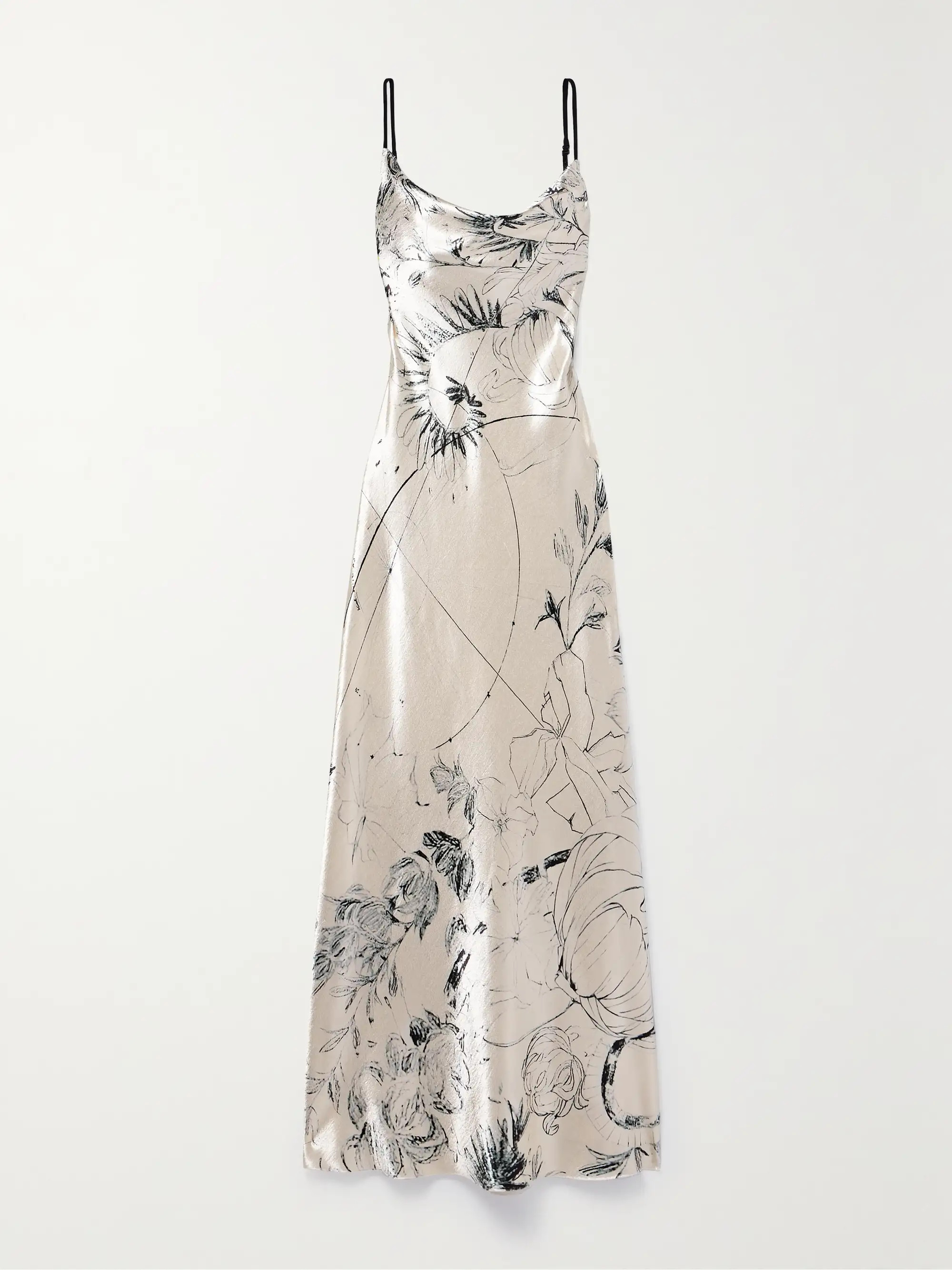 Floral-print satin midi dress | NET-A-PORTER (US)
