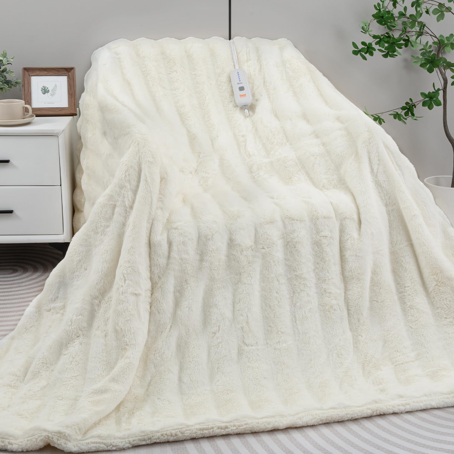 Heated Blanket Electric Throw- 50"x60" Soft Thick Faux Fur Electric Blanket for Sofa with 5 Heat ... | Amazon (US)