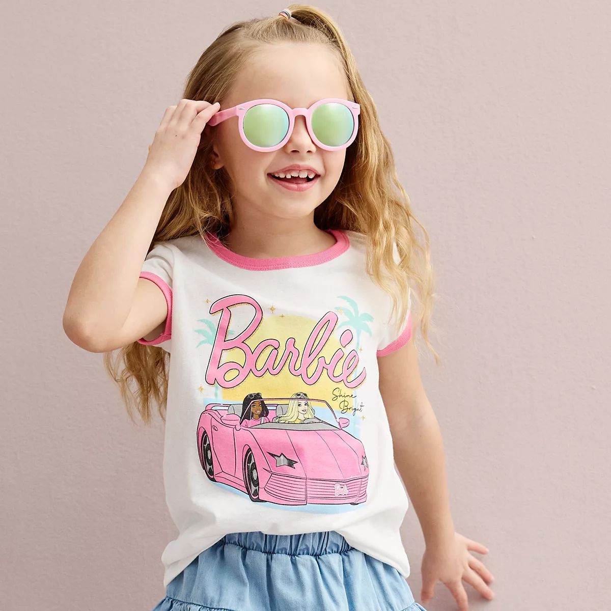 Girls 4-12 Jumping Beans® Barbie® Sunset Convertible Drive Graphic Ringer Tee | Kohl's