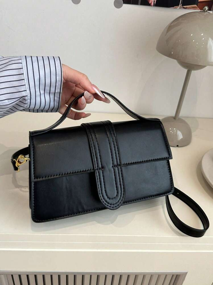 Hochwertige Vintage Handtasche: Vielseitige Mode-Schultertasche Mit Strukturierter Kleiner Quadratischer Form, Umhänge-/Obergriffdesign. Leicht Luxuriöse Einfarbige Kleine Quadratische Handtasche Mit Elegantem Aussehen. | SHEIN