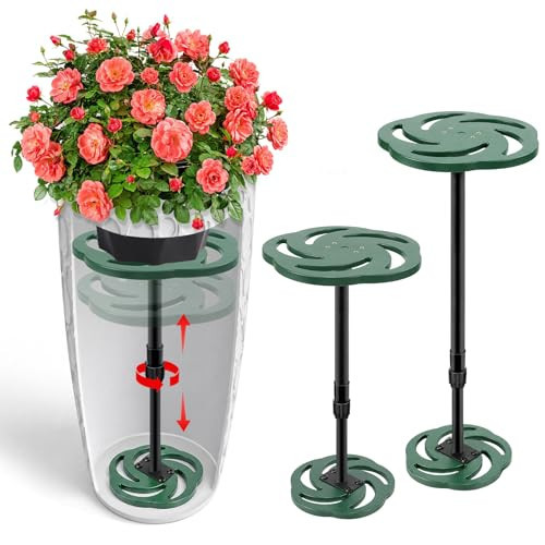 Axcoix 2 Pack Adjustable Height Plant Risers for Inside Pots, 17.5-32" Plastic Planter Inserts for Large Pots, Pot Fillers for Tall Square Round Taper Planters (6" 8" 10" Base or Top) | Amazon (US)