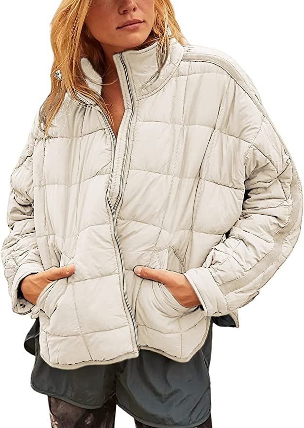 Huaqiao Womens Quilted Puffer Jackets Lightweight Zipper Short Winter Coat with Pockets | Amazon (US)