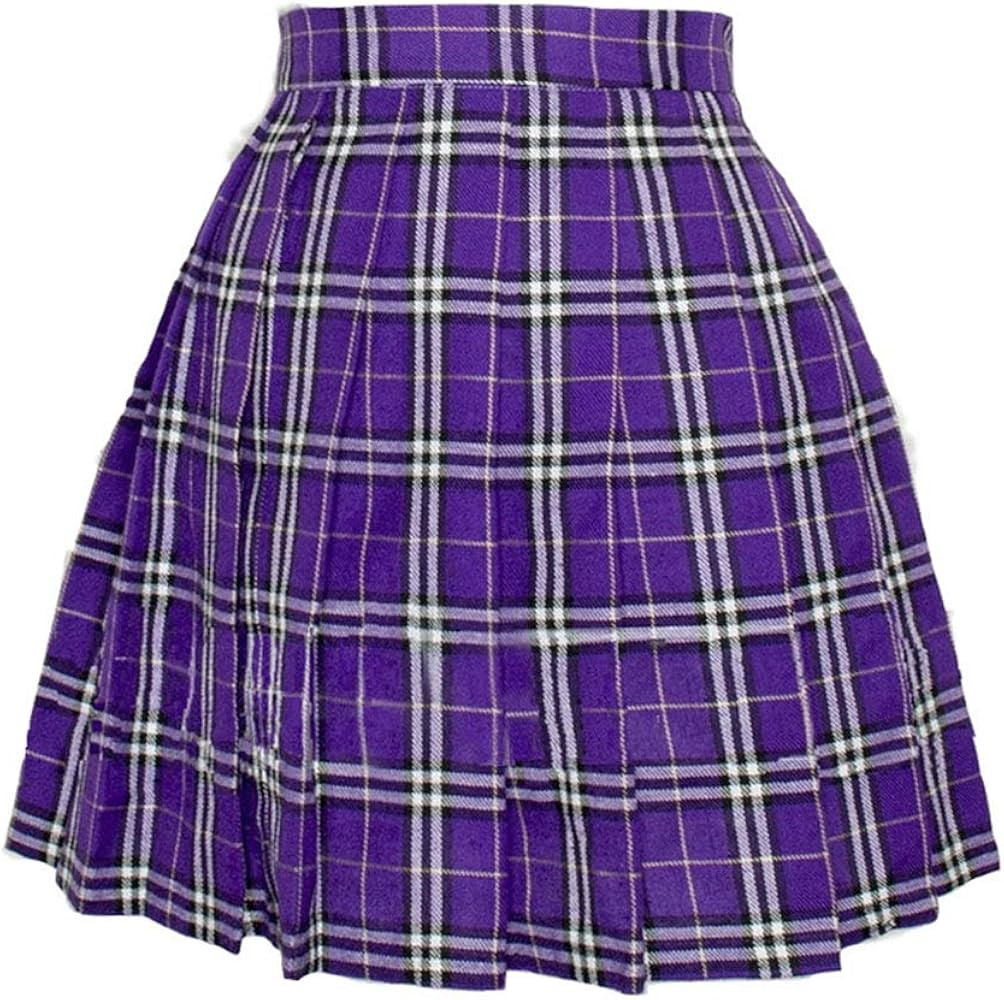 Women Girls Short Plaid Pleated Skirts Uniform Cosplay Costumes | Amazon (US)