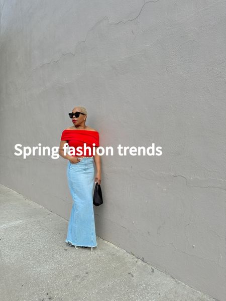 Red is on trend this season with a vengeance. This off the shoulder top and maxi denim skirt is a classic look anybody can rock!


#LTKstyletip #LTKover40 #LTKSpringSale