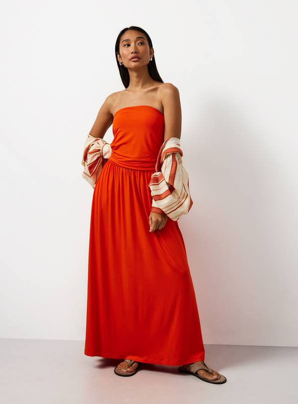 Buy Orange Jersey Bandeau Style Maxi Dress 12 | Maxi | Tu | Tu Clothing