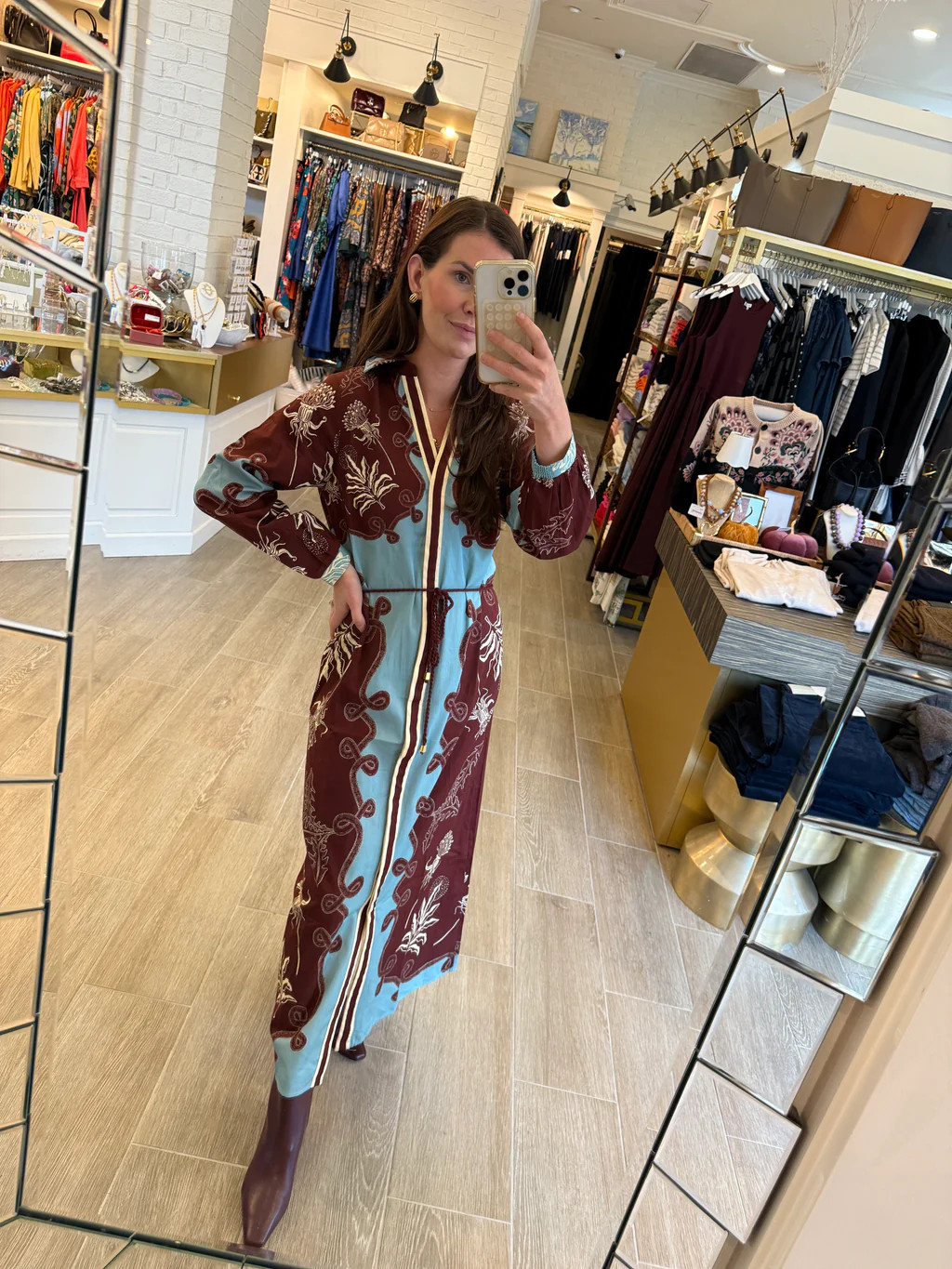 Riley Caftan - Light Blue Maroon | Monkee's of Raleigh