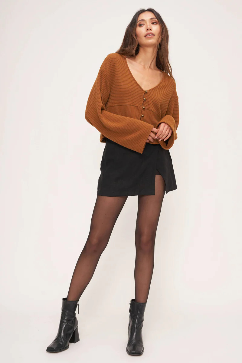Harmony Brushed Rib Cardi - Cinnamon Spice | Project Social T
