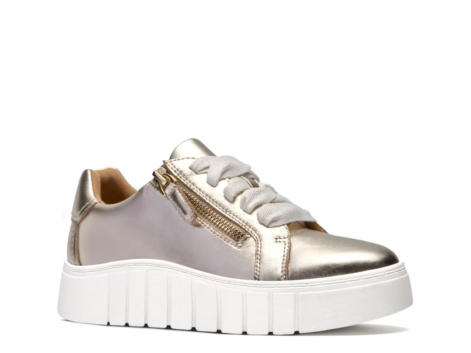 Clarks Wide Width Mykah Joy Sneaker | Women's | Gold Leather | Size 6.5 | Sneakers | DSW