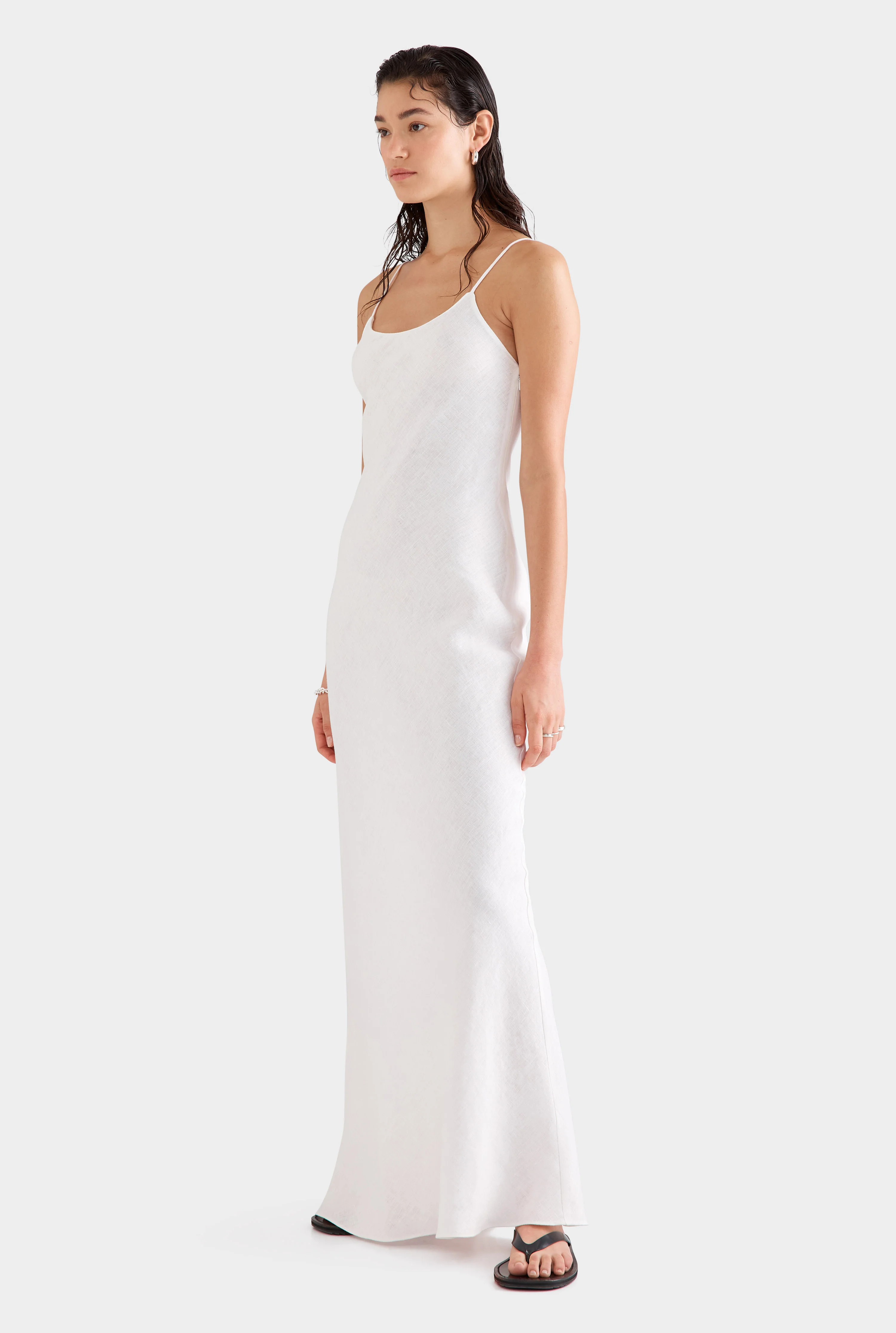 Womens Linen Slip Dress in Off White | Venroy | Venroy AU