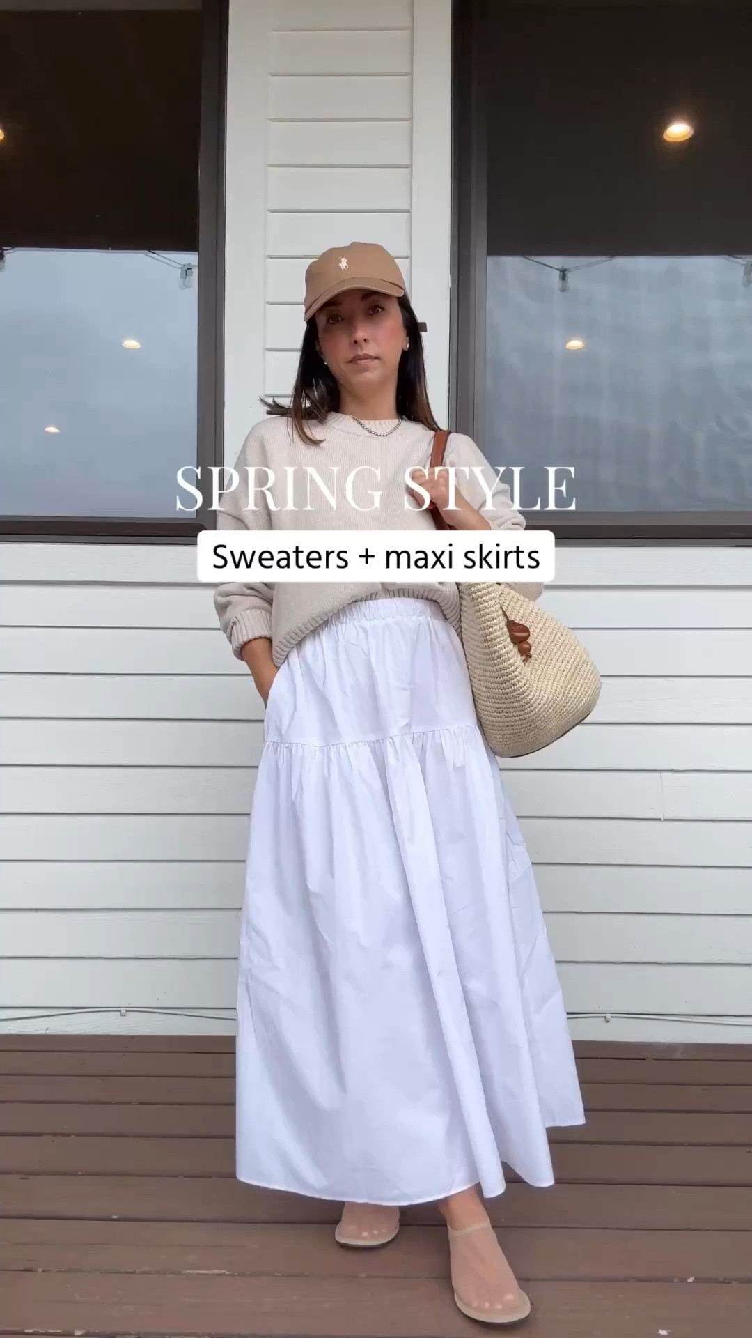 Classic Spring outfit ideas. Love pairing sweaters with maxi skirts. 

Quince sweater under $50. Comes in a bunch of colors. 

Quince sweater small
Almina Concept skirt small (old)
Amazon mesh flats 5
Hunting Season tote 
Dorsey James necklace 15”
Blue Nile earrings 

Petite style, spring outfits 2026, spring style, mom style, white skirts, spring skirts

#LTKootd #LTKmomlife #LTKPetite