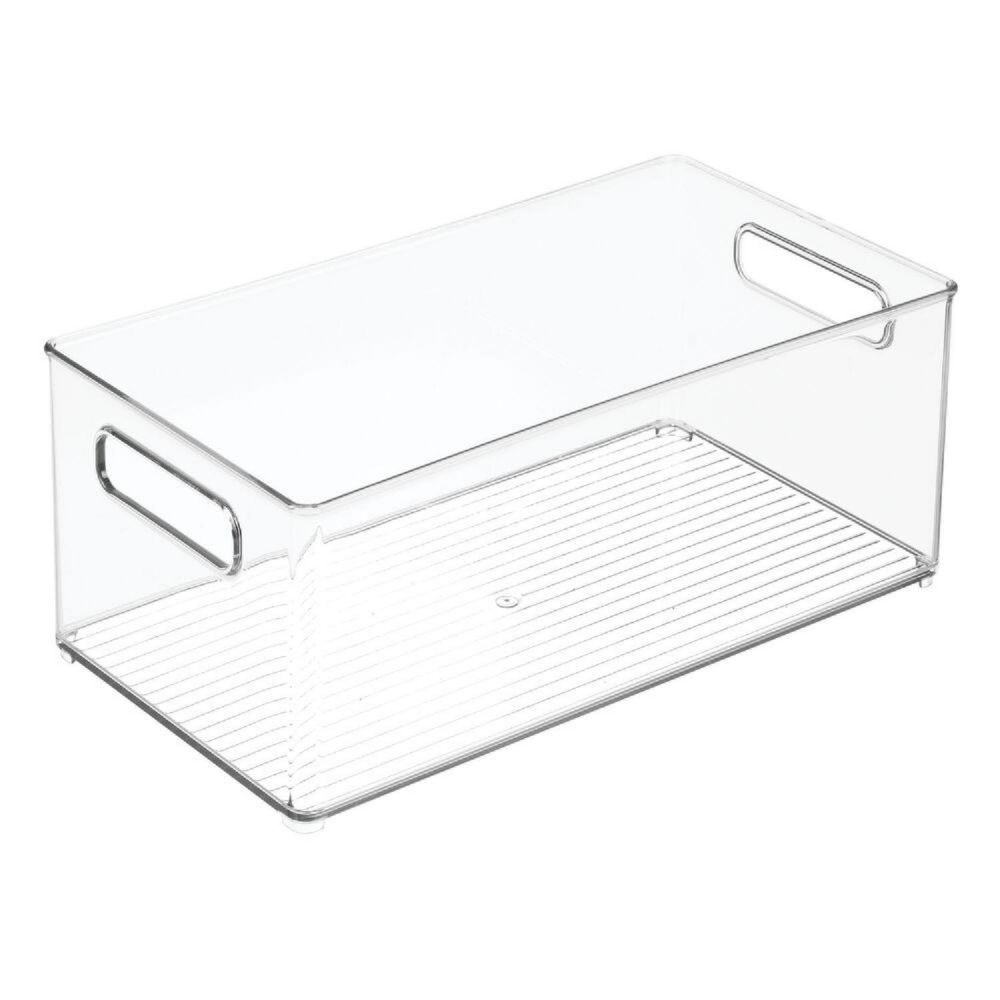 mDesign Large Deep Plastic Kitchen Storage Organizer Bin with Handles, Clear | Oriental Trading Company