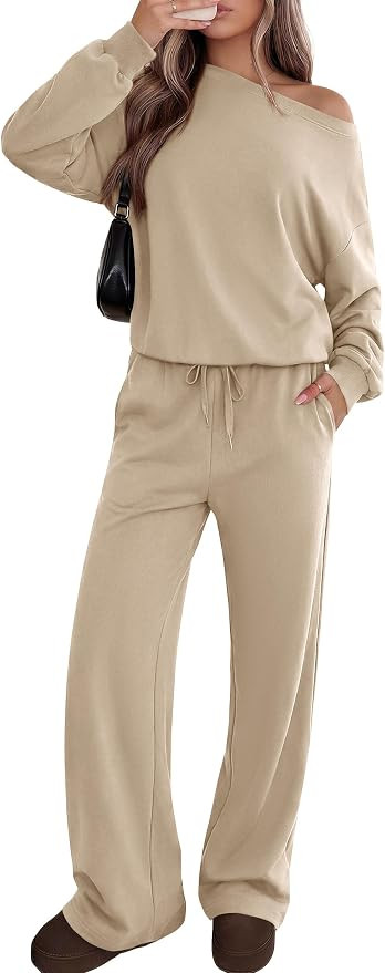 PRETTYGARDEN 2 Piece Sets for Women Off the Shoulder Matching Lounge Set | Amazon (US)