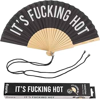 Fisura \u2013 Original folding fan with message \u201cF*cking hot\u201d. Black wooden handheld fa... | Amazon (US)