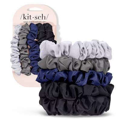 Kitsch Women's Satin Petite Scrunchies - Midnight - 5ct: Hair Styling, All Hair Types, Barrettes | Target