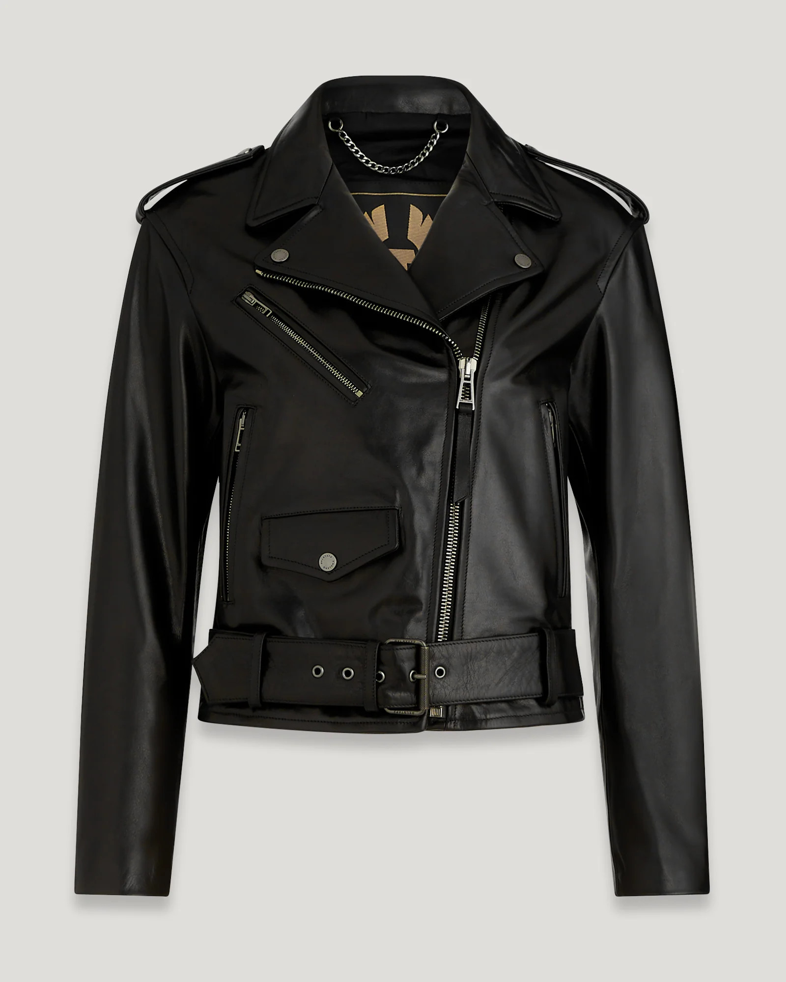 Belstaff Renegade Jacket Women's Calf Satin Leather Black Size US 6 | Belstaff (US)