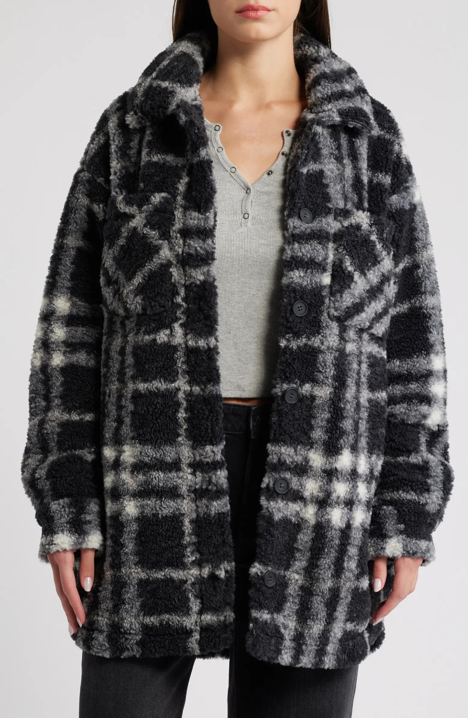 Plaid Fleece Shirt Jacket | Nordstrom