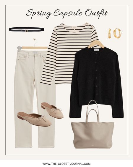 Year of Outfits - LOOK 42
___
Spring capsule outfit: classic striped top, ivory jeans, black lightweight cardi, suede mules and leather tote bag ✔️
___
#springoutfits #springoutfitideas #everydayfashion #everydaylook #everydayoutfit #simplestyle #parisiennestyle #classiclook