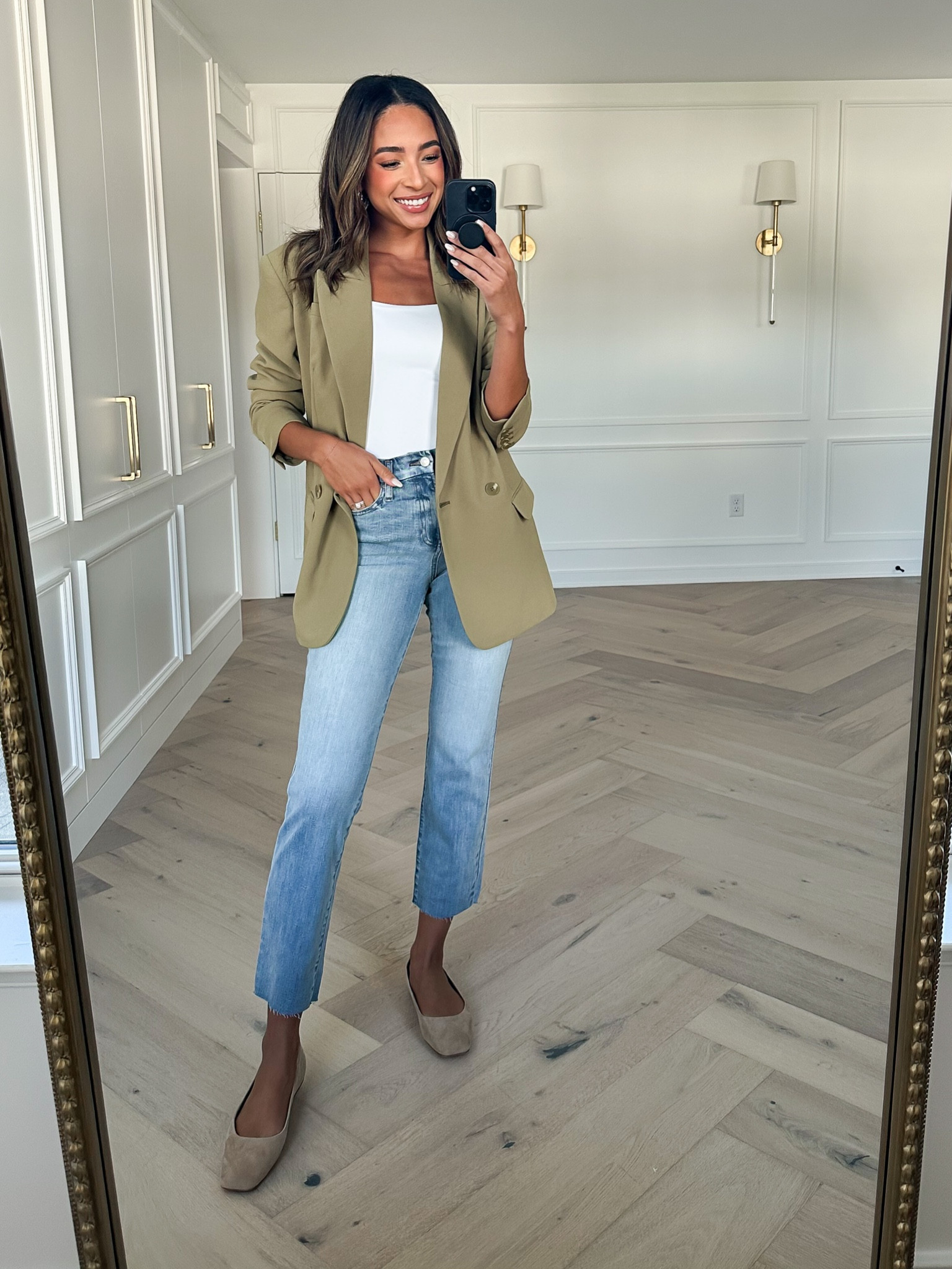 Casual work outfit from Express! Jeans are $59 and SO comfy and soft! Size Small blazer (fits oversized, size down for relaxed fit that’s not so boxy), size Small bodysuit, Small Long in jeans




Casual office outfit, casual workwear, smart casual

#LTKstyletip #LTKworkwear #LTKunder100