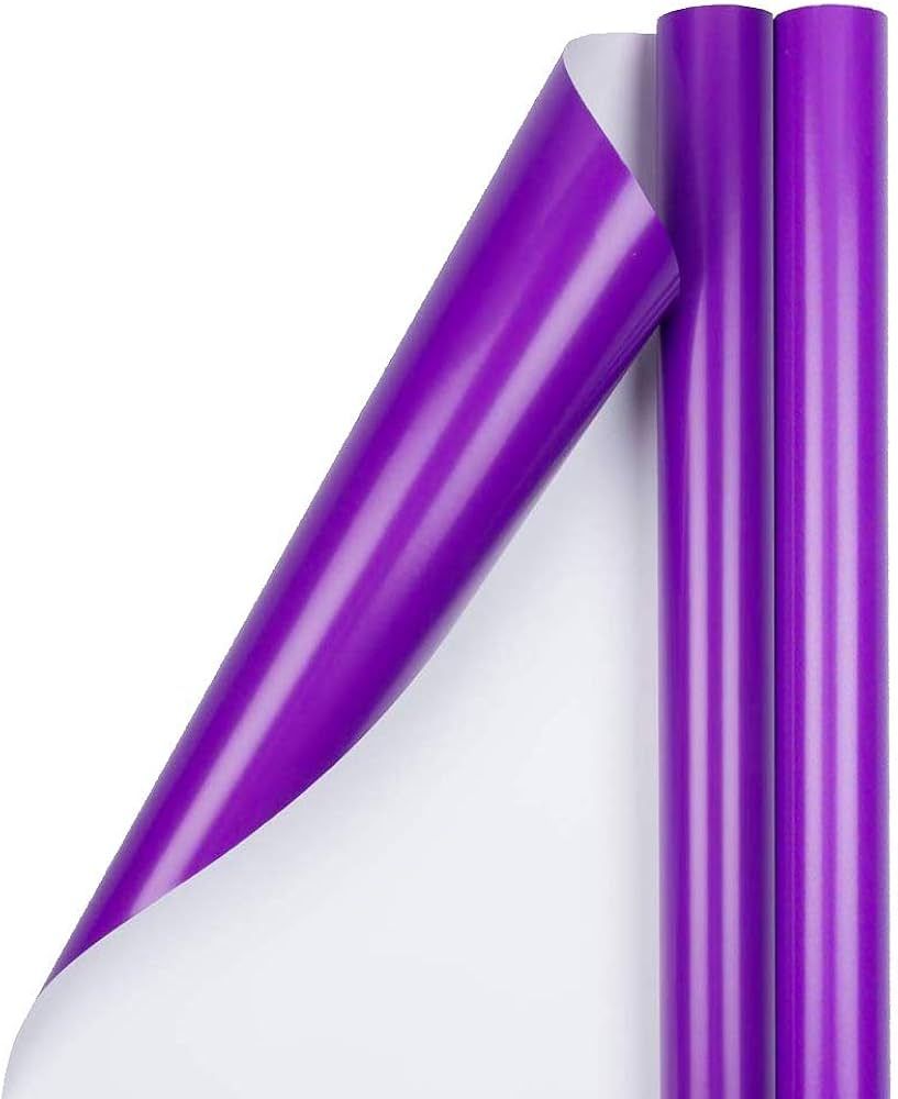 JAM Paper Gift Wrap - Glossy Wrapping Paper - 50 Sq Ft Total (30 in x 10 Ft Each) - Purple - 2 Ro... | Amazon (US)