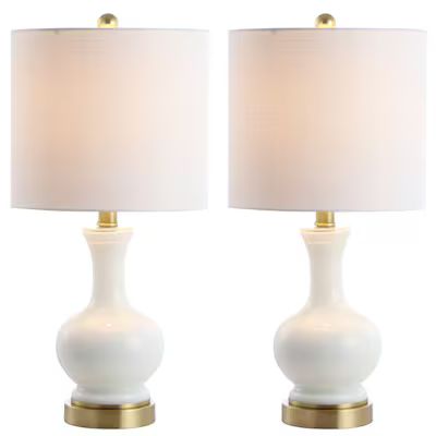JONATHAN  Y  Transitional 22-in Brass Gold Rotary Socket Table Lamp with Linen Shade (Set of 2) | Lowe's