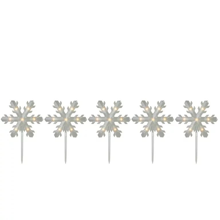 5ct Snowflake Christmas Pathway Marker Lawn Stakes - Clear Lights | Walmart (US)