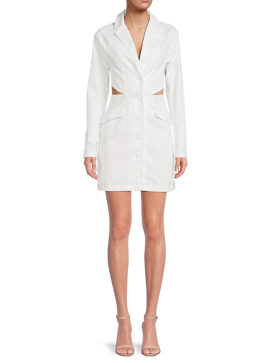 AFRM Women's Cut Out Denim Mini Dress - Bright White - Size S | Saks Fifth Avenue OFF 5TH