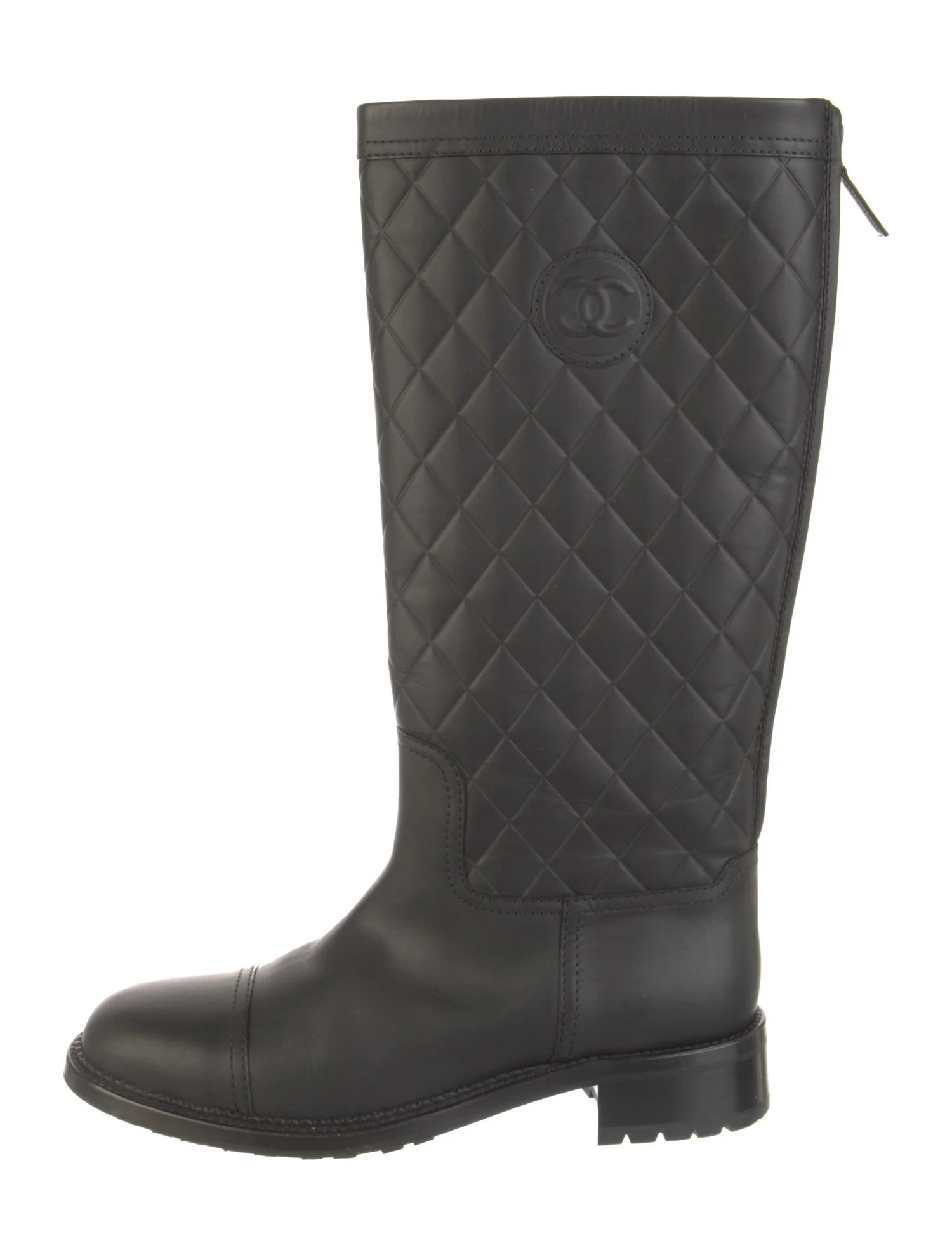 Chanel 2014 Interlocking CC Logo Riding Boots - Black Boots, Shoes - CHA1352716 | The RealReal | The RealReal