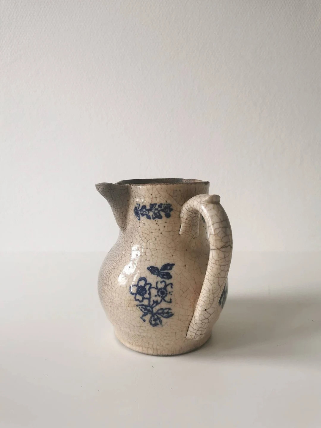 Antique ceramic jug, French handmade milk jug Saint Uze pottery, pretty French kitchen shelf deco... | Etsy (US)