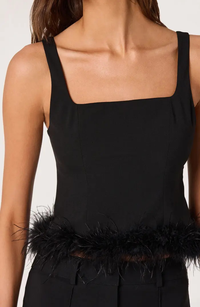 Feather Trimmed Crop Top | Nordstrom