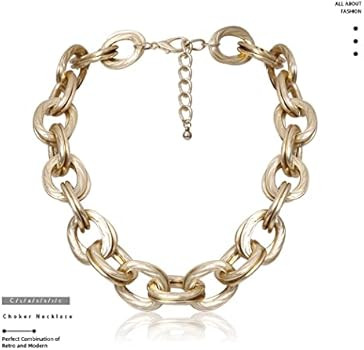 Acedre Chunky Choker Necklace Gold Cuban Link Chain Double O Link Necklaces Punk Hip-hop Jewelry ... | Amazon (US)