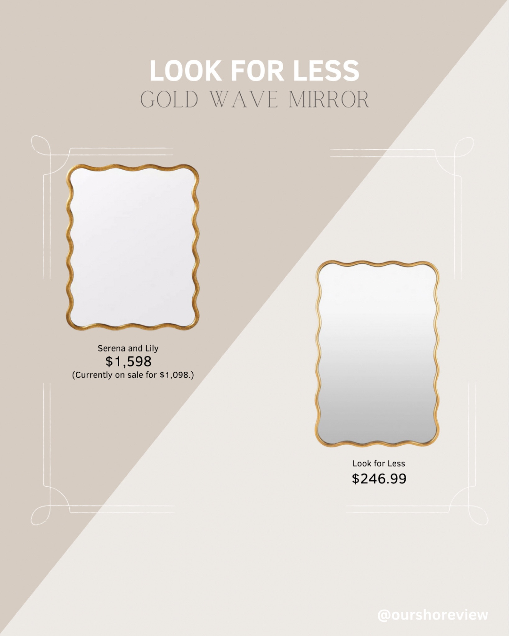 Gold wave mirror, gold framed mirror, gold scalloped mirror, Serena and Lily look alike, Serena and Lily look for less, Serena and Lily dupe, bathroom mirror, entryway mirror 

#LTKHome #LTKSaleAlert #LTKStyleTip