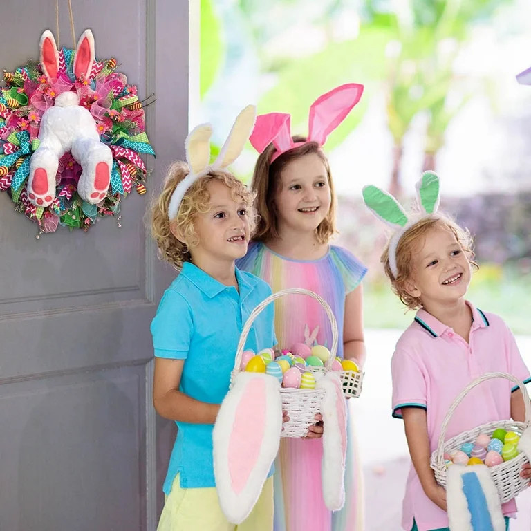 Christmas Savings Clearance! Easter Wreath, 21 inch Easter Decorations Welcome Sign Bunny Wreath,... | Walmart (US)