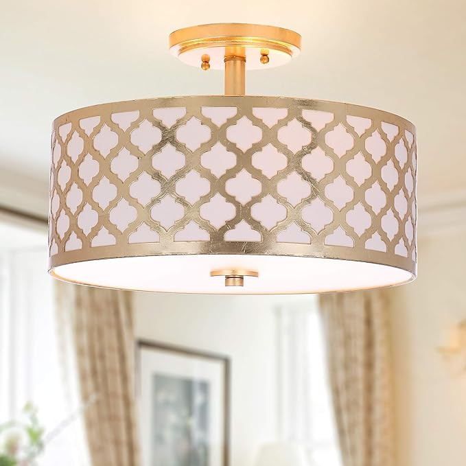 Safavieh Collection Kora Quatrefoil 3 15" Flush Mount Light, Gold | Amazon (US)