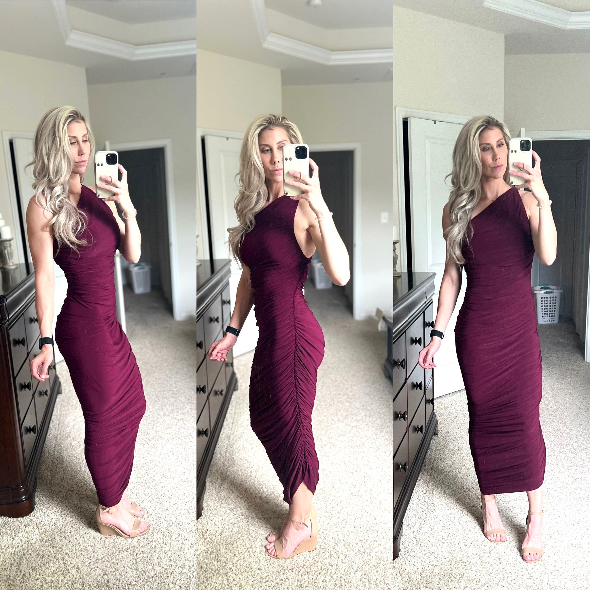 Burgundy one shoulder bodycon Wedding Guest dress 

#LTKSeasonal #LTKsalealert #LTKwedding