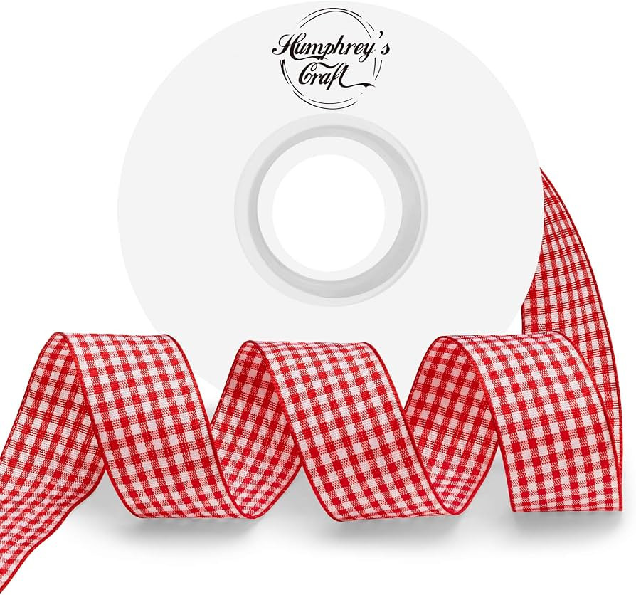 Humphrey's Craft 1 Inch Wide Red and White Gingham Ribbons Spool - 25 Yards Variety of Color for ... | Amazon (US)