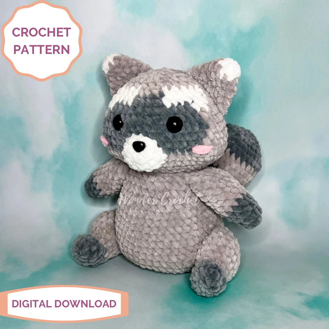 Raccoon Plush Crochet PATTERN Amigurumi - Etsy | Etsy (US)