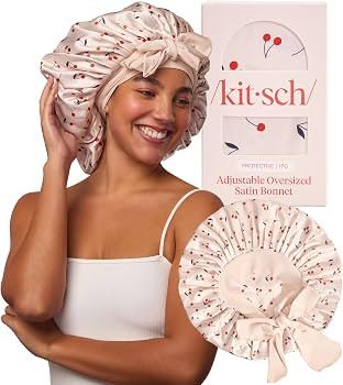 Kitsch XL Satin Bonnet for Sleeping - Cherry Print | Amazon (US)