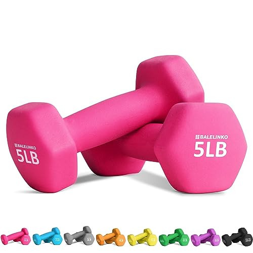 Balelinko Home Gym Equipment Workouts Strength Training Weight Loss Pilates Weights Yoga Sets Free Weights for Women, Men, Seniors and Youth, 5LB Pink, Pair | Amazon (US)