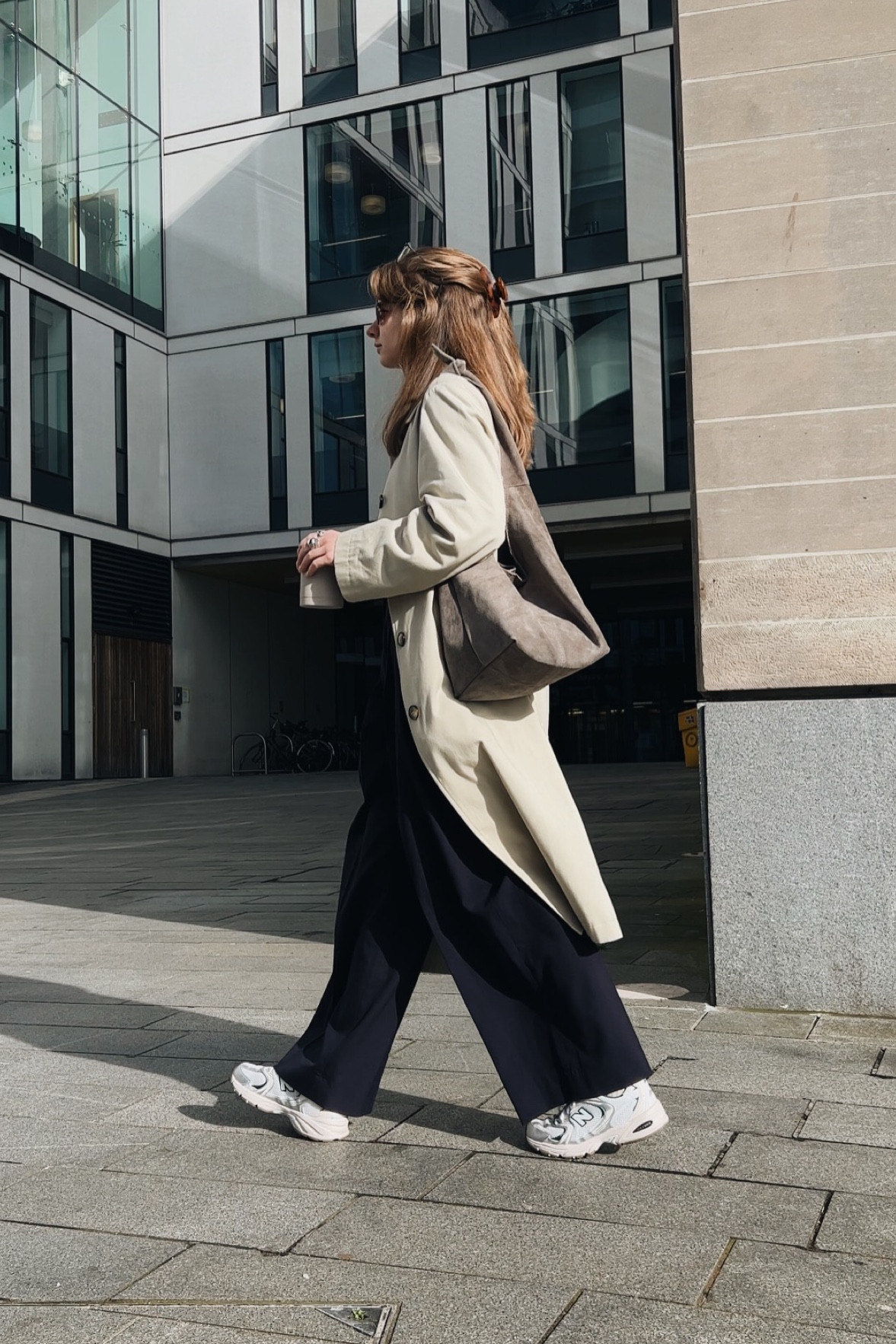 ASOS DESIGN suede tote bag with tie detail in gray