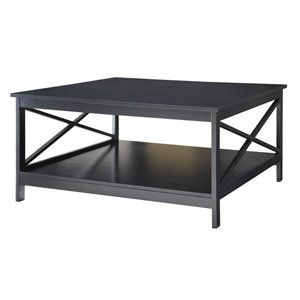 Convenience Concepts Oxford 36" Square Coffee Table in Black Wood | Cymax